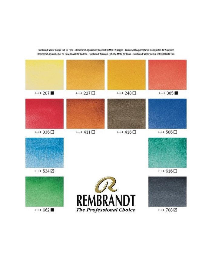 Aquarelle Extra Fine REMBRANDT 12 Couleurs + Pinceau