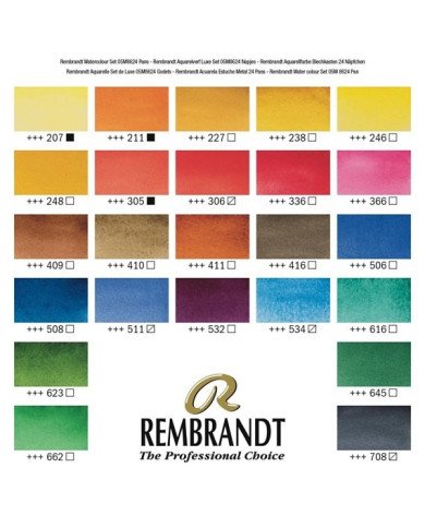 Aquarelle Extra Fine REMBRANDT 24 Couleurs + Pinceau