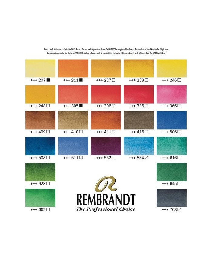 Aquarelle Extra Fine REMBRANDT 24 Couleurs + Pinceau