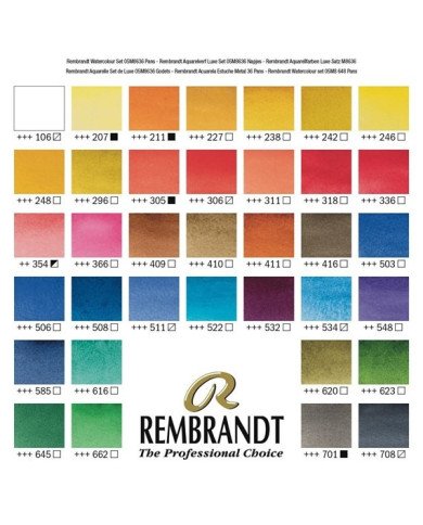 Aquarelle Extra Fine REMBRANDT 36 Couleurs + Pinceau