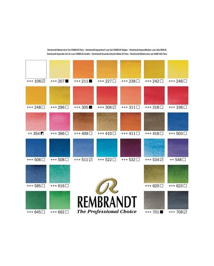 Aquarelle Extra Fine REMBRANDT 36 Couleurs + Pinceau