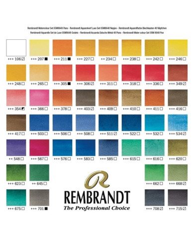Aquarelle Extra Fine REMBRANDT 48 Couleurs + Pinceau