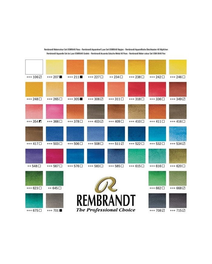 Aquarelle Extra Fine REMBRANDT 48 Couleurs + Pinceau
