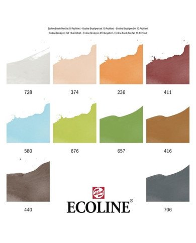 10 Feutres Brushpen Ecoline Architecture - Talens