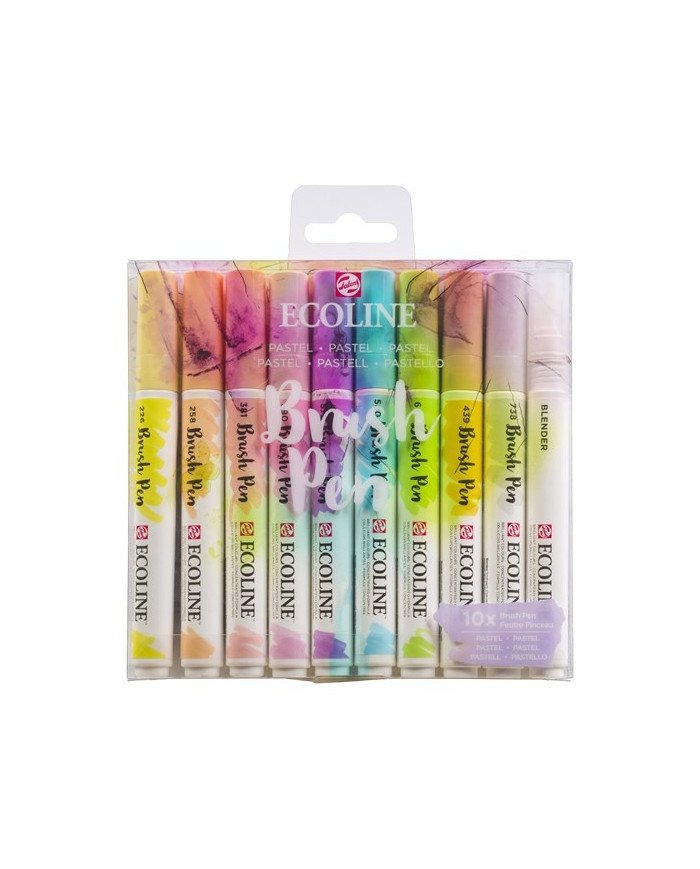 10 Feutres Brushpen Ecoline Pastel - Talens