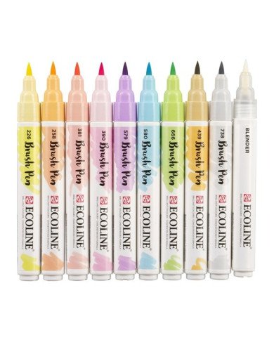 10 Feutres Brushpen Ecoline Pastel - Talens