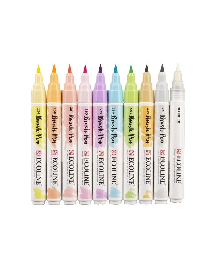 10 Feutres Brushpen Ecoline Pastel - Talens