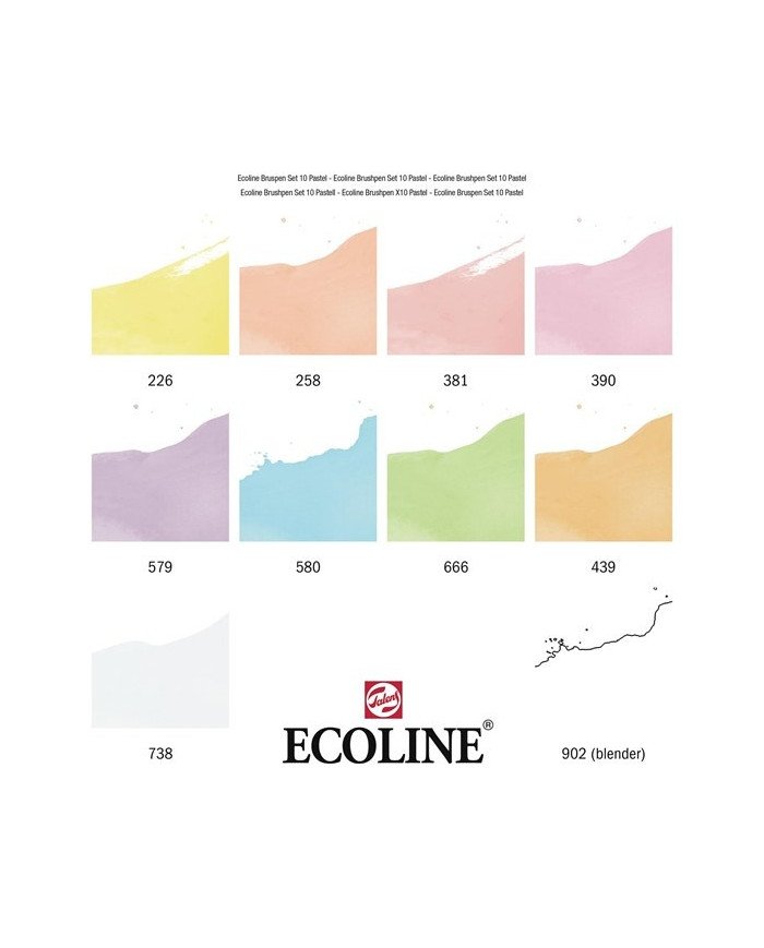 10 Feutres Brushpen Ecoline Pastel - Talens
