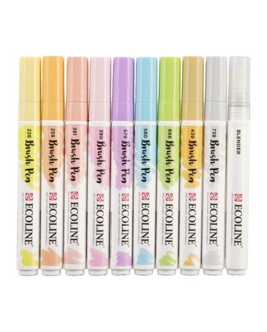10 Feutres Brushpen Ecoline Pastel - Talens
