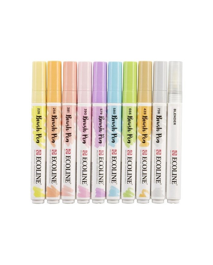 10 Feutres Brushpen Ecoline Pastel - Talens