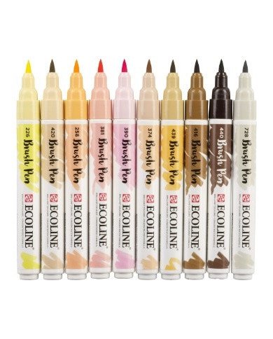 10 Feutres Brushpen Ecoline Peau - Talens