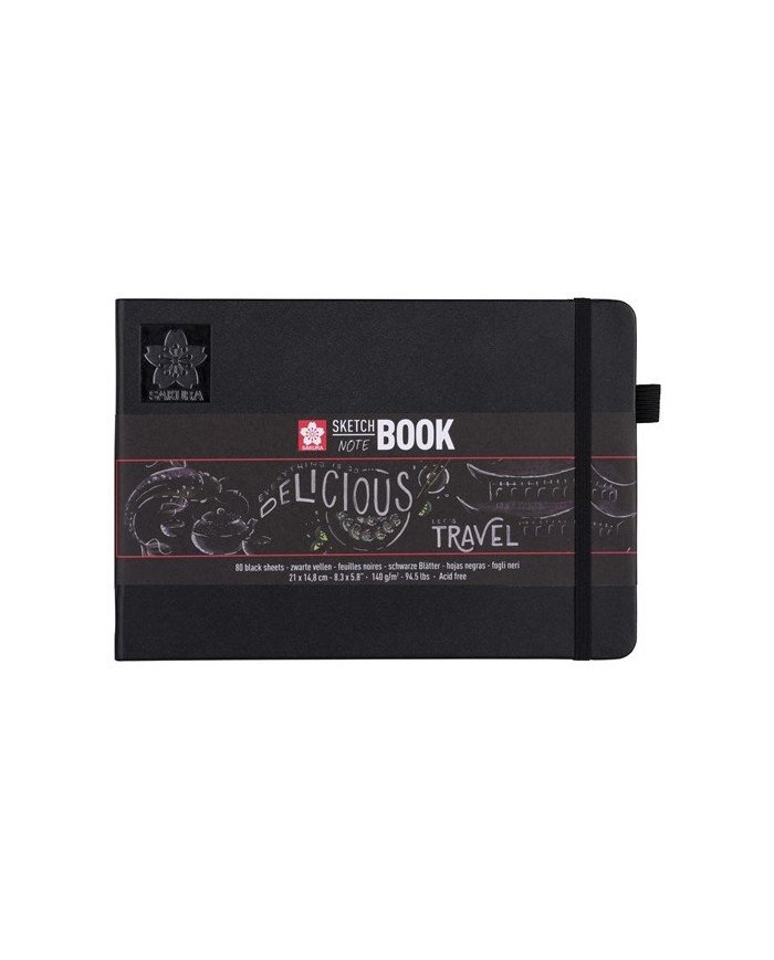 SAKURA Sketch Book 21x14.8CM (A5) - 140g/m² - 80 Feuilles Noires