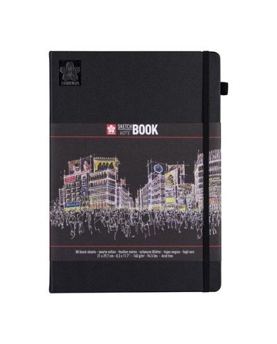 SAKURA Sketch Book A4 - 140g/m² - 80 Feuilles Noires SAKURA Sketch Book A4 - 140g/m² - 80 Feuilles Noires