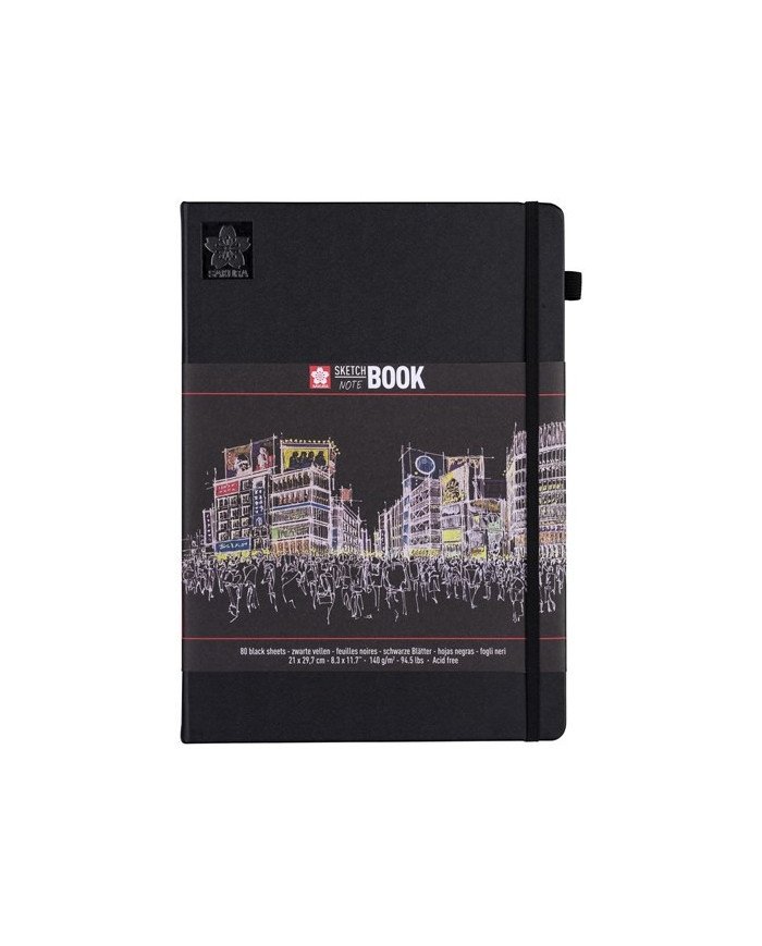 SAKURA Sketch Book A4 - 140g/m² - 80 Feuilles Noires