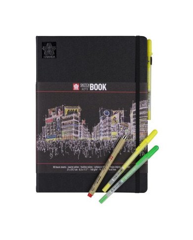 SAKURA Sketch Book A4 - 140g/m² - 80 Feuilles Noires
