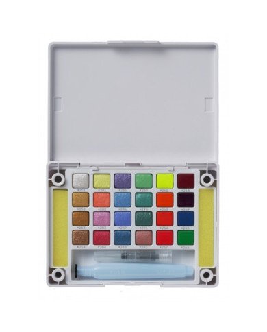 SAKURA KOI Kit De Peinture Aquarelle de Poche - 24 Couleurs Métallisées/Fluorescentes