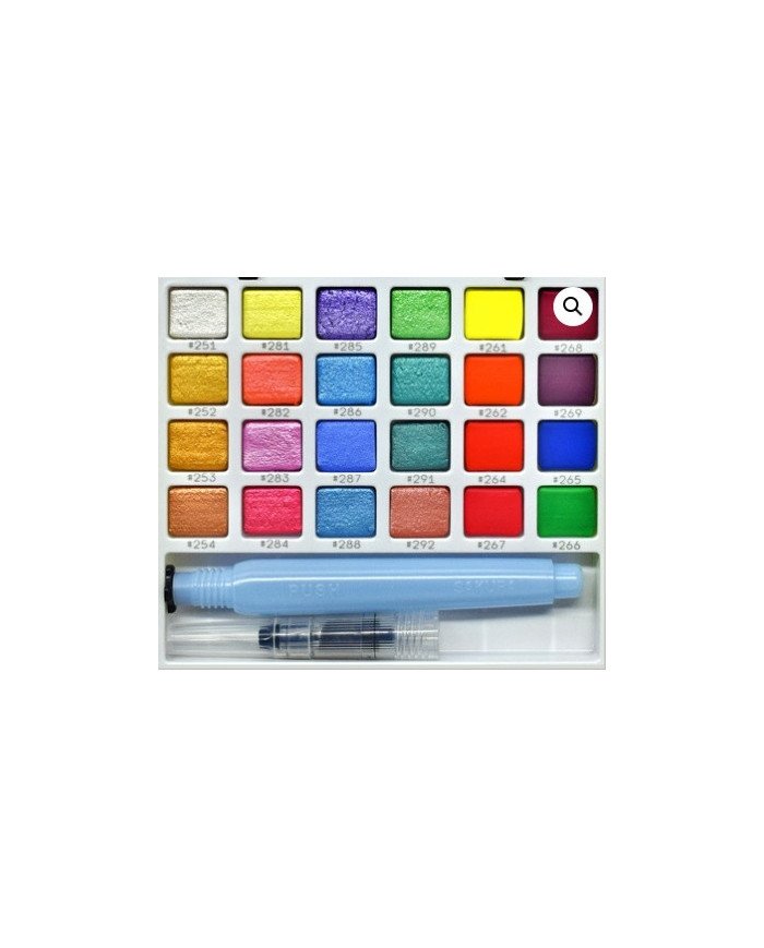 SAKURA KOI Kit De Peinture Aquarelle de Poche - 24 Couleurs Métallisées/Fluorescentes