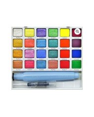 SAKURA KOI Kit De Peinture Aquarelle de Poche - 24 Couleurs Métallisées/Fluorescentes