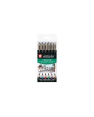 Étui de 6 Brush Pen Pigma Pinceau Couleurs Assorties SAKURA Étui de 6 Brush Pen Pigma Pinceau Couleurs Assorties SAKURA