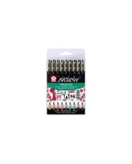 Étui de 9 Brush Pen Pigma Pinceau Couleurs Assorties SAKURA Étui de 9 Brush Pen Pigma Pinceau Couleurs Assorties SAKURA