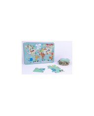 Puzzle Mappemonde Boite Métal 48Pièces APLI