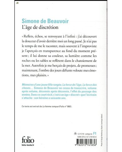 L'âge de discrétion Simone de Beauvoir