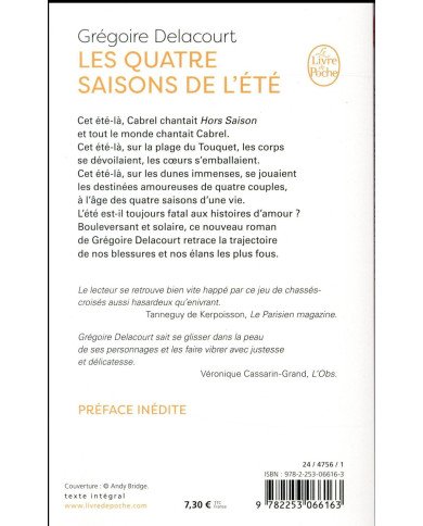 Les quatre saisons de l'été Grégoire Delacourt Les quatre saisons de l'été Grégoire Delacourt
