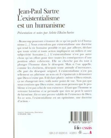 L'existentialisme est un humanisme L'existentialisme est un humanisme