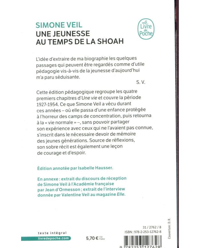 Une jeunesse au temps de la Shoah Une jeunesse au temps de la Shoah