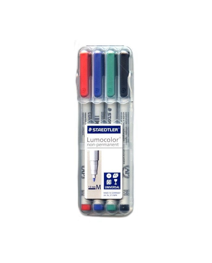 4 Marqueurs Non Permanents 1MM -M- Lumocolor Staedtler
