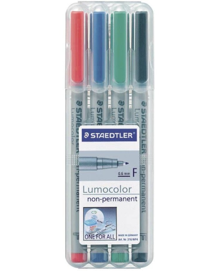 4 Marqueurs Non Permanents 0.6MM -F- Lumocolor Staedtler