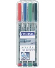 4 Marqueurs Non Permanents 0.6MM -F- Lumocolor Staedtler