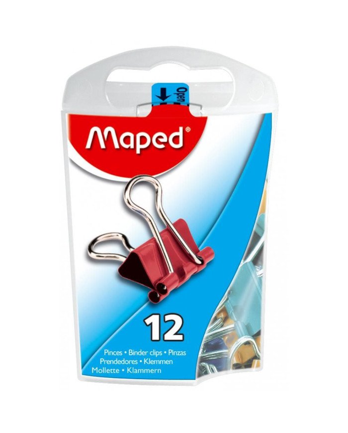 Boîte de 12 Pinces Clip Largeur 15mm Coloris Assortis MAPED