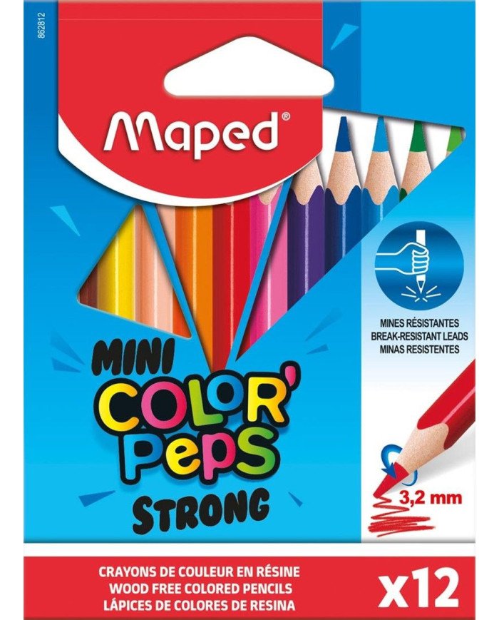 Paquet 12 Crayons de Couleur Color'Peps Mini Strong MAPED