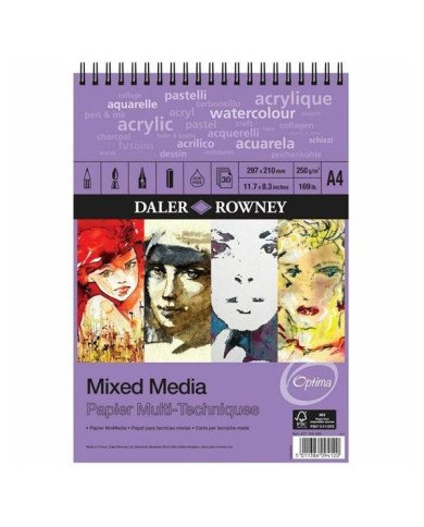 Bloc Spiral Papier Multi Techniques A4- 250G- 30Feuilles OPTIMA Daler Rowney