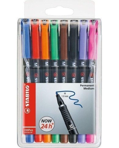 Stabilo Pochette de 8 Feutres Pour Rétroprojection Pointe Moyenne Assortis