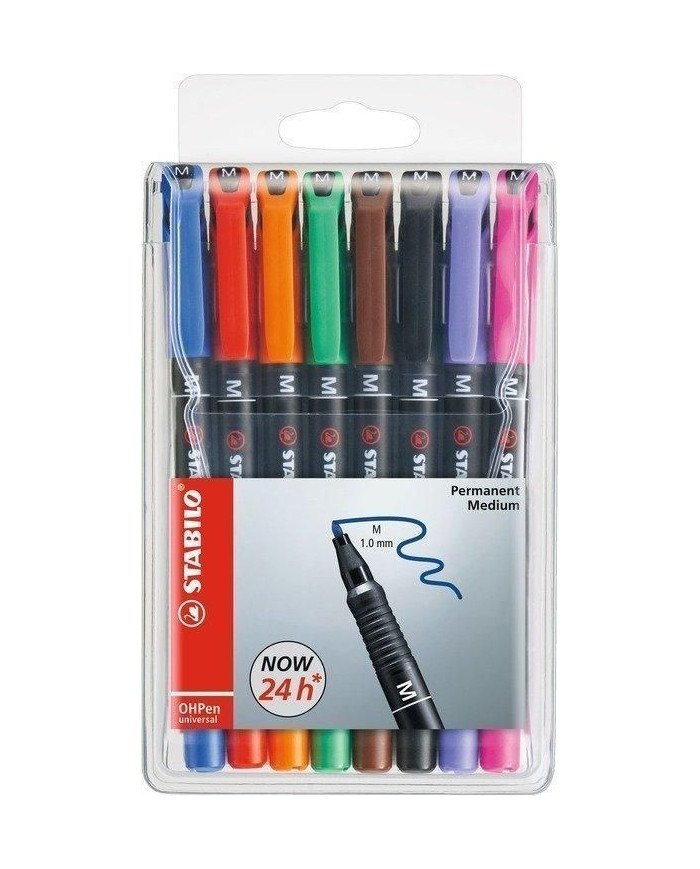 Stabilo Pochette de 8 Feutres Pour Rétroprojection Pointe Moyenne Assortis