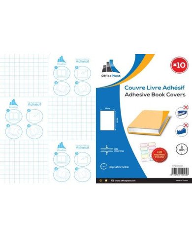 Paquet de 10 Couvre Livres Adhésifs Transparents OFFICEPLAST Paquet de 10 Couvre Livres Adhésifs Transparents OFFICEPLAST