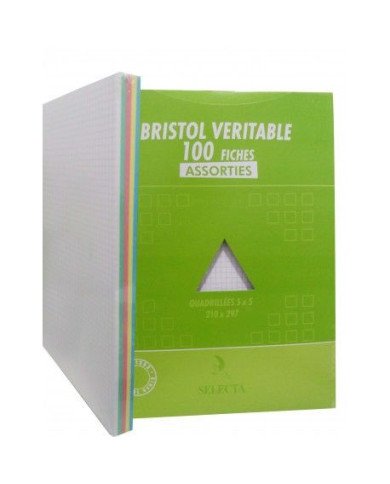 Paquet 100 Fiches Bristol GM Couleurs Assorties SELECTA Paquet 100 Fiches Bristol GM Couleurs Assorties SELECTA