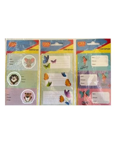Paquet de 12 Etiquettes Scolaires Fantaisie Cool School Paquet de 12 Etiquettes Scolaires Fantaisie Cool School