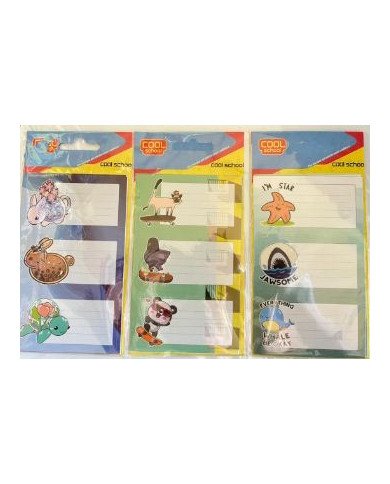 Paquet de 12 Etiquettes Scolaires Fantaisie Cool School Paquet de 12 Etiquettes Scolaires Fantaisie Cool School