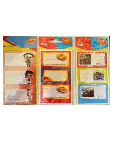 Paquet de 12 Etiquettes Scolaires Fantaisie Cool School Paquet de 12 Etiquettes Scolaires Fantaisie Cool School