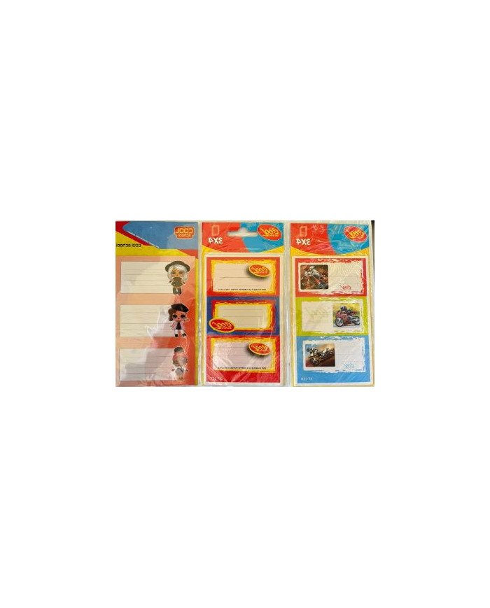 Paquet de 12 Etiquettes Scolaires Fantaisie Cool School