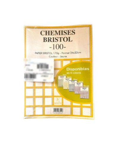Paquet de 100 Chemises Bristol 24*32 Jaune Selecta