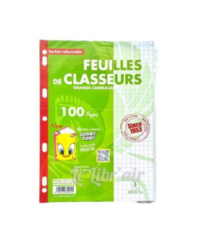 Recharge Classeur Vert 21*29.7 - 80G - Seyes 100P Selecta Recharge Classeur Vert 21*29.7 - 80G - Seyes 100P Selecta