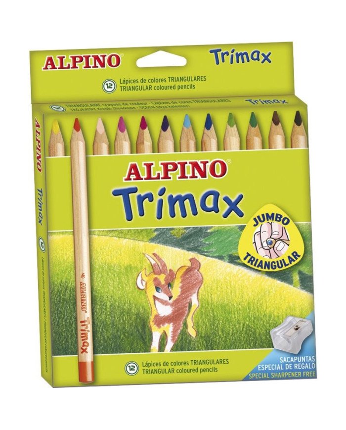 Boite de 12 Crayons de Couleur ALPINO Trimax