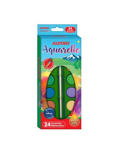 Boite Aquarelle de 24 Pastilles 28MM ALPINO Boite Aquarelle de 24 Pastilles 28MM ALPINO