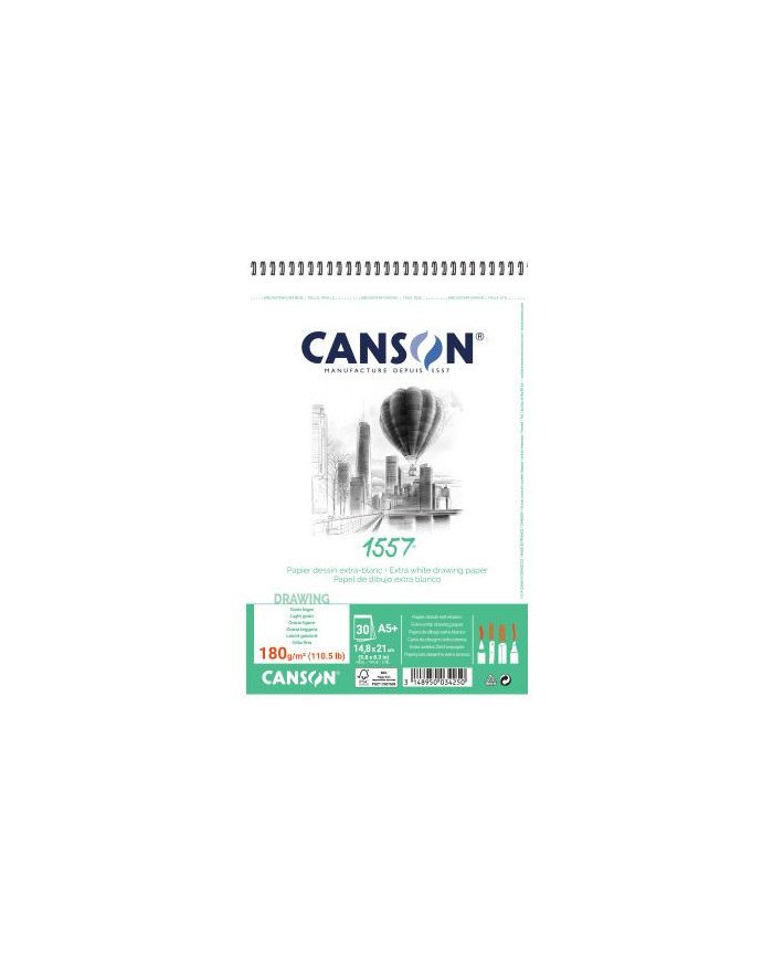 CANSON Papier à croquis Grain léger A5 180g, blanc
