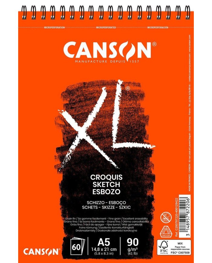 Bloc croquis CANSON XL 60 feuilles - A5 - 90G