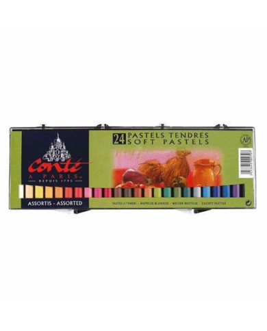 Boîtes de 24 Pastels Tendres Ronds Assortis - Conté à Paris Boîtes de 24 Pastels Tendres Ronds Assortis - Conté à Paris